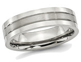 Men's Chisel Stainless Steel 6mm Grooved Satin and Polished Wedding Band Ring